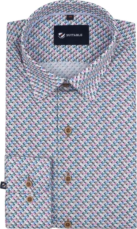 Suitable Overhemd Print Multicolour - Maat 40 - Heren - Overhemden Formeel