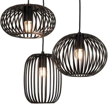 Lumidora Hanglamp 75133 - JUTTA - 3 Lichts - E27 - Zwart - Metaal - ⌀ 45 cm
