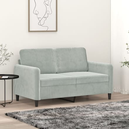 Vidaxl Bank 2-Persoons, Lichtgrijs, 120 Cm, Bekleed met Fluweel