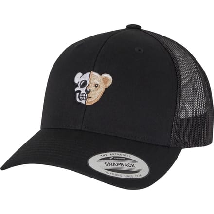 Mister Tee - Skull Bear Retro Trucker Snapback Pet - Zwart