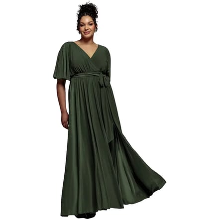 Vrouwenwrapjurk met vleugelmouwen Goddiva Maxi