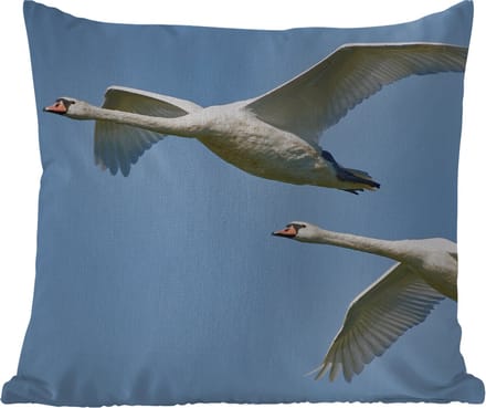 Tuinkussen - Zwaan - Vogel - Lucht - Blauw - 40x40 cm - Weerbestendig