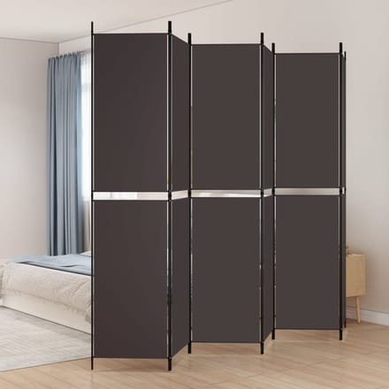 vidaXL - Kamerscherm - met - 6 - panelen - 300x220 - cm - stof - bruin