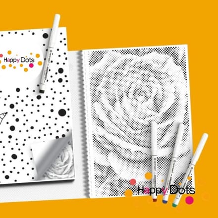 HappyDots DOT Painting Kleurboek Bloemen - 20 stippelschilderijen - A4 formaat