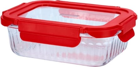 Ovenschaal met Deksel, 0.64 L, Rood, Glas, Kunststof - Cookai