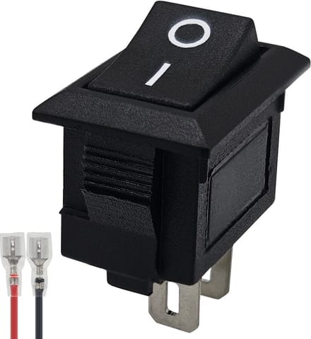 ProRide Mini Wipschakelaar ON/OFF KCD1-10 - met Aansluitkabel - 19x11.5mm - Rechthoek - 250V/3A - Zwart