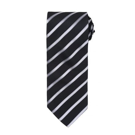 Premier Heren Sport Stripe Pattern Formele Work Tie (Zwart / Zilver)