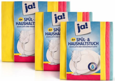 Ja! vaatdoek/huishouddoek, set van 3 x 6 stuks, viscose doekjes