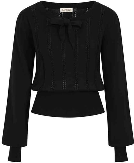 Banned - Angel Pointelle Knit Gebreide trui - S - Zwart