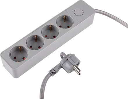 Q-Link stekkerdoos - 4-voudig - plat - randaarde - 3 x 1.5 mm� - 1.5 m - textiel - grijs