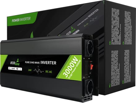 EcoLine - Omvormer 24V Naar 230V - 3000w Vermogen 6000w Piek- Zuivere sinus - Spanningomvormer