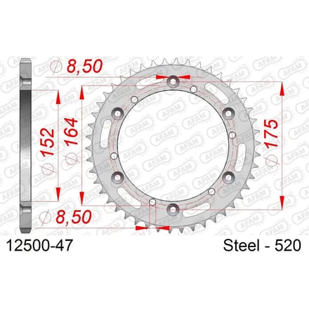 Stalen tandwiel Afam 520 47 dents
