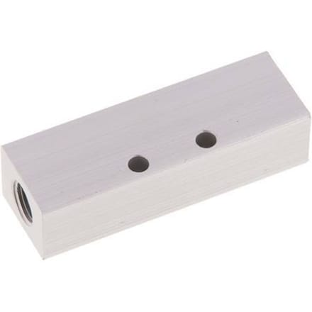 2xG 1/8'' x 3xM5 Aluminium Verdeelblok Eenzijdig 16 Bar