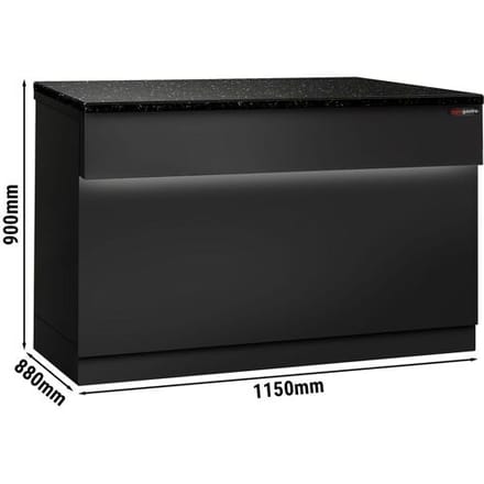 GGM Gastro Kassentisch TORONTO - 1150mm - schwarze Front - schwarze Granit-Arbeitsplatte