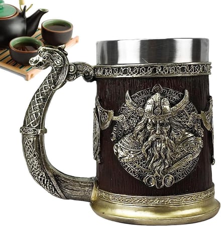 Bierpul - Beker Mok - Feestdecoratie - Uniek Drakenschip Design - 600 ml - Brons