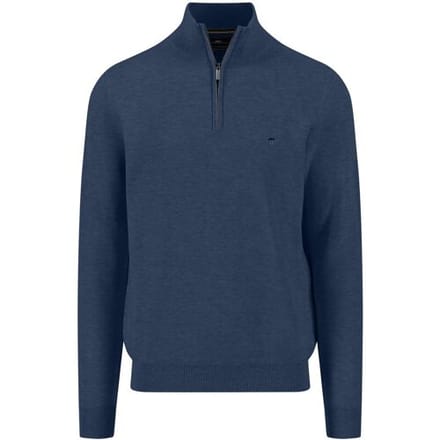 Fynch-Hatton Trui Troyer Zip Fine Allover Texture Night / male
