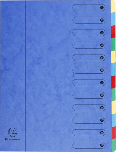 Exacompta 6x Sorteermap Harmonika met uitrekbare rug en elastosluiting - 12 indelingen - Blauw - 5112E