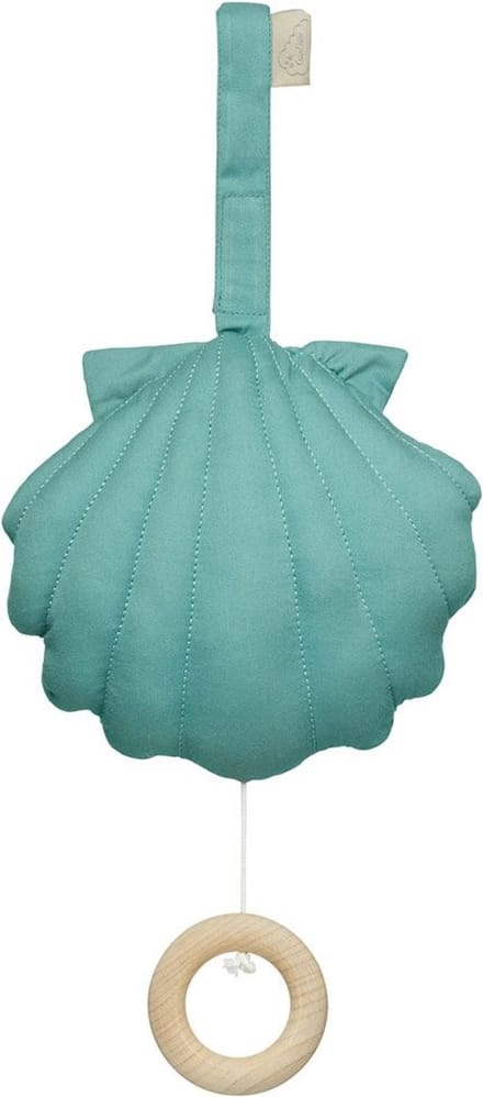 Muziekdoosje schelp met klittenbandlus - canal green