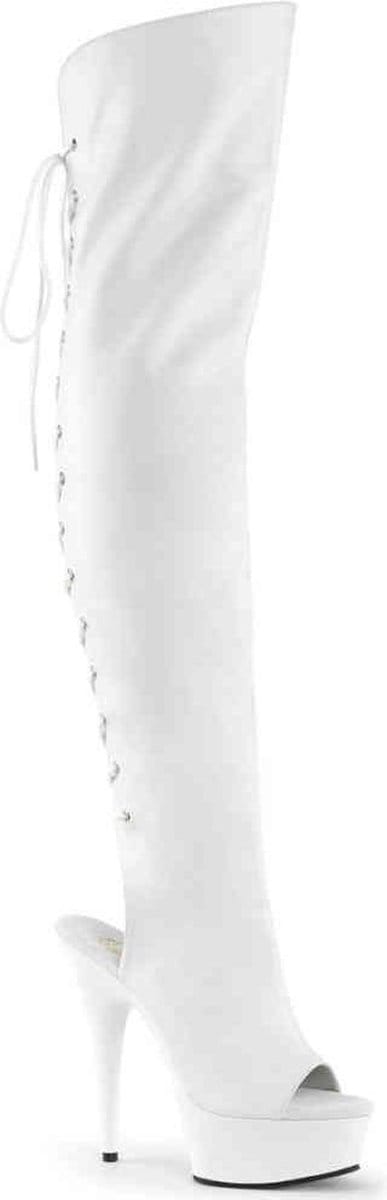 EU 36 = US 6 | DELIGHT-3019 | 6 Heel, 1 3/4 PF Open Toe/Heel Thigh High Boot, Side Zip