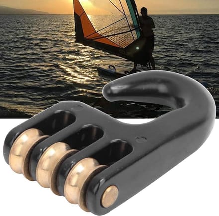 Universele Windsurf Rigging Poelie met 3 Rolwielen - Zwart Aluminium - Windsurf Accessoires