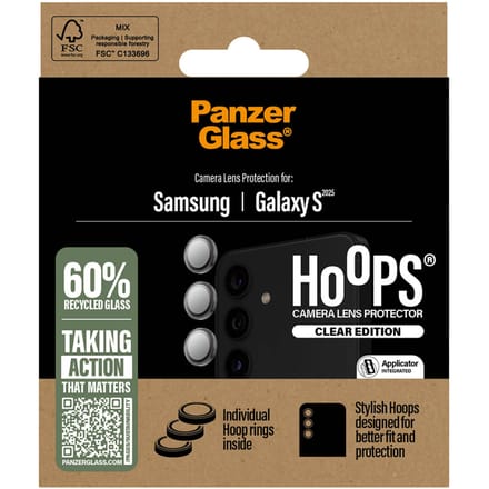 PanzerGlass Screenprotector geschikt voor Samsung Galaxy S25 Glazen | PanzerGlass Hoops Camera Lens Protector - Case Friendly