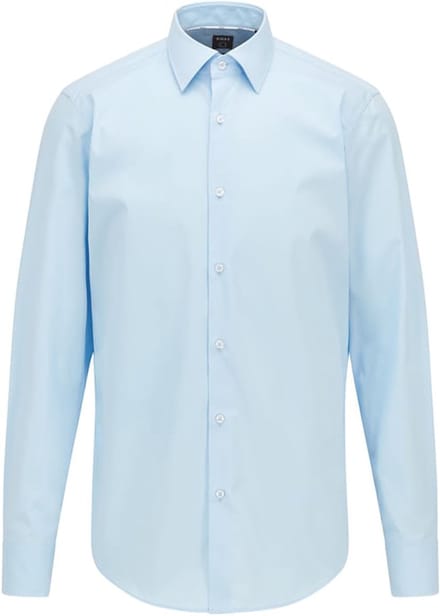 BOSS Joe regular fit overhemd - popeline - blauw - Strijkvriendelijk - Boordmaat: 38