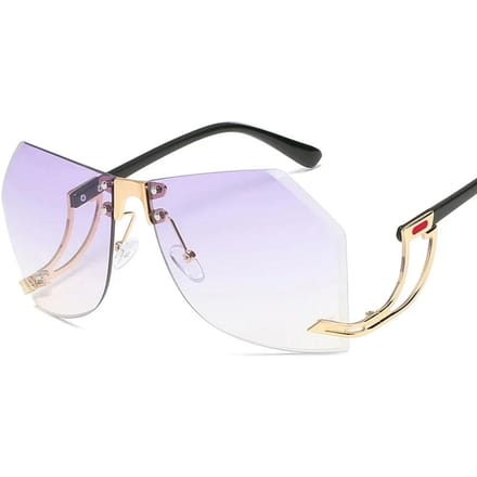 Nieuwe Irreguliere Randloze Zonnebril Dames Designer Legering Frame Oversized Verloop Zonnebril Mode Vrouwelijk Heldere Tinten
