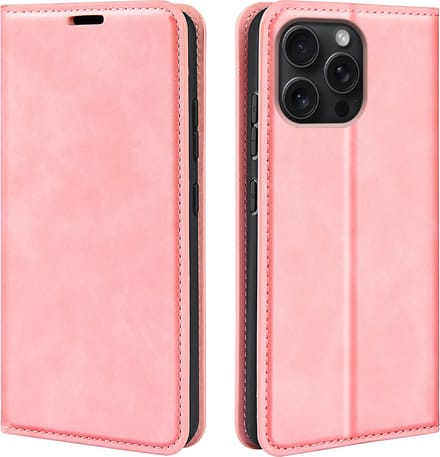 MobyDefend Hoesje - Geschikt voor iPhone 16 Pro Max - Luxe Wallet Bookcase (Magnetische Sluiting) - Roze