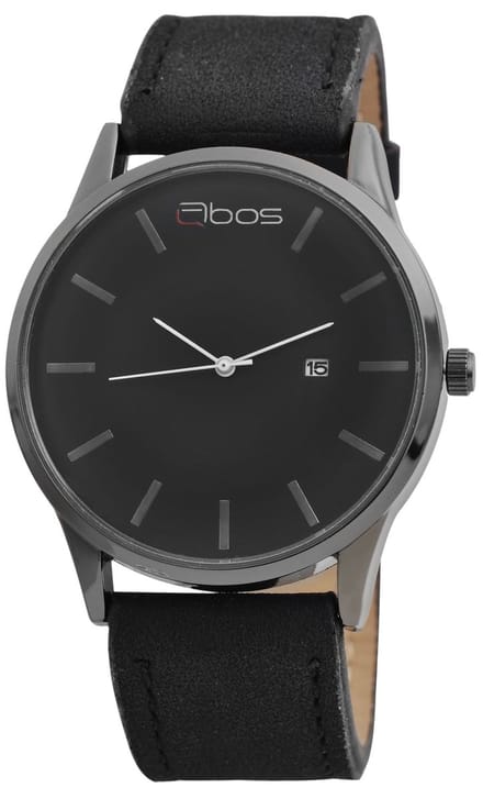 QBOS Herenhorloge imitatieleer zilverkleurig, datumweergave