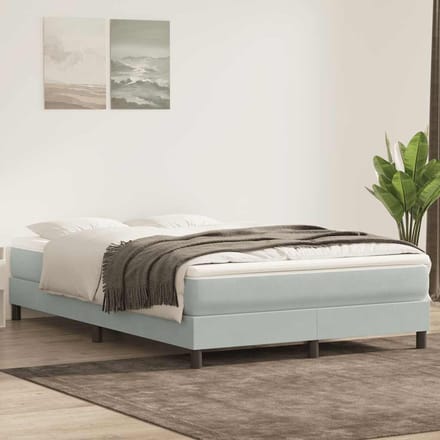 vidaXL - Boxspring - zonder - matras - fluweel - lichtgrijs - 140x220 - cm
