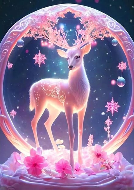 Diamond Painting Serie - Schilderij - Dieren - Hert - Bloemen