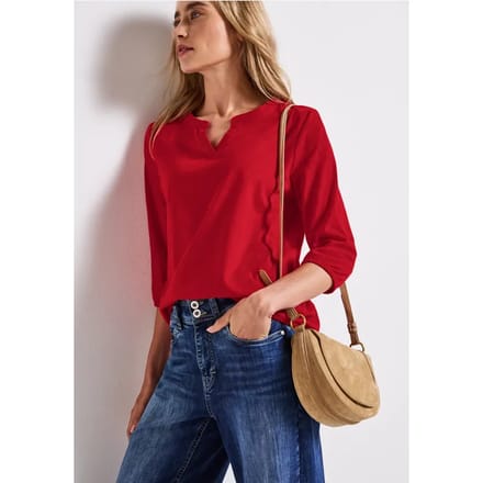 Shirt van jersey met gespleten hals
