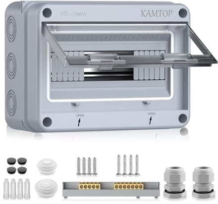 Verdeelkast opbouw IP65 - 12 modules met 5 terminals 7 connectoren voor buiten