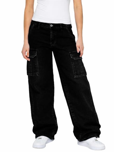 Enzo | Dames Cargo Baggy Jeans
