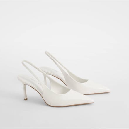 boohoo Dames Brede pasvorm Slingback Court Schoen | Wit | Maat: 41