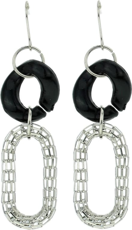 Behave - Oorhangers zwart-zilverkleur - 6,5 cm