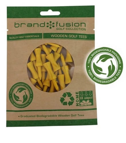 Brand Fusion Biodegradable Wooden Golf Tees 43mm 20 pack