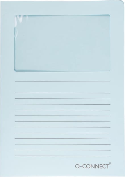 Q-CONNECT L-map met venster | 120 g/mÃ‚Â² | A4 | pak van 100 stuks | lichtblauw