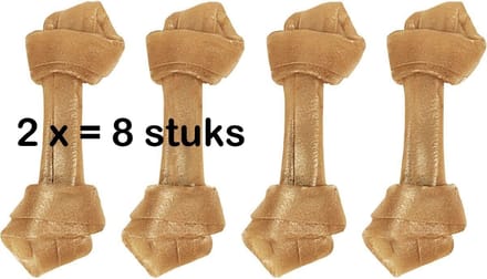 Flamingo rawhide ** 2 X ** knoopbeen 12 cm 4 stuks - 180 gr = 360 gr - 8 st. tandverzorgend.