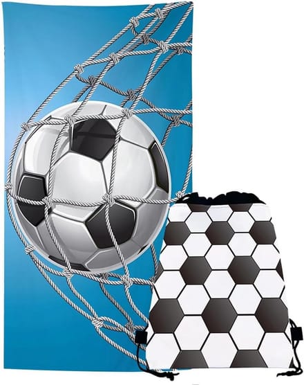 Sneldrogende Microvezel Strandhanddoek met Voetbalthema en Opbergtas
