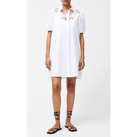 French Connection Cambria Cotton Embroidered Shi Linen White Maat: 6 | Blousejurken Outlet | Dames | Wit