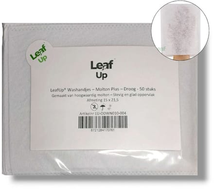 LeafUp® Wegwerp Washandjes – Molton Plus – Droog - 50 stuks (B)