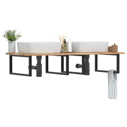 vidaXL - Badkamer - wandschap - staal - en - massief - acaciahout