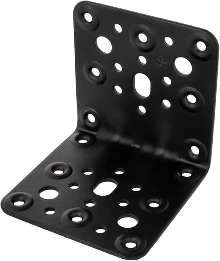 Metalen Beugel - Verstevigingshoek - Houtconstructies Bevestigen - Geperforeerd Ontwerp - 103x100x3 mm - Zwart