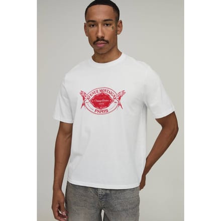 Wit Oversized Boxy T-shirt Met Paris Borstprint | White | Size Large