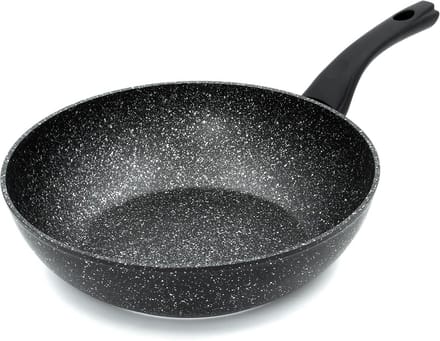 Professionele Wokpan Zwart 28 cm - Geschikt voor Alle Warmtebronnen