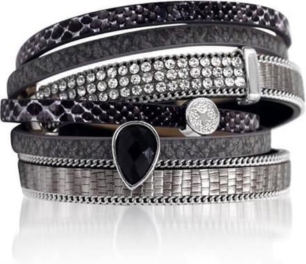 Montebello Armband Amer - Pu Leer - Zirkonia - 20mm - 38cm