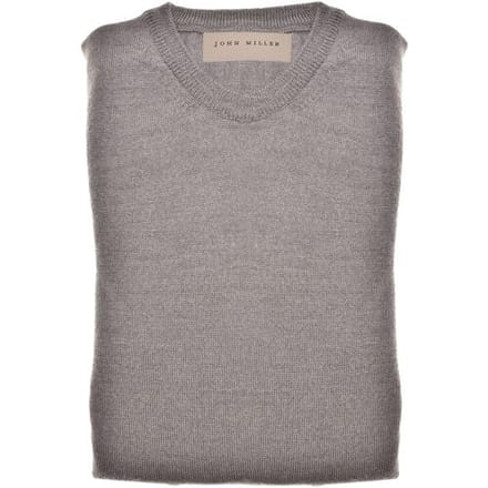 John Miller Trui Merino R-Neck Licht Bruin / male