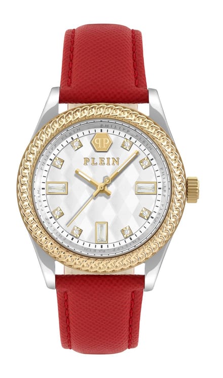 Philipp Plein Queen PWCDA0124 Horloge - Leer - Rood - Ø 38 mm