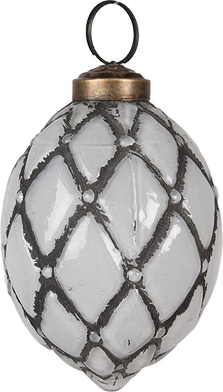 Clayre & Eef Kerstbal Overig Ø 6x8 cm Grijs Glas Kerstballen